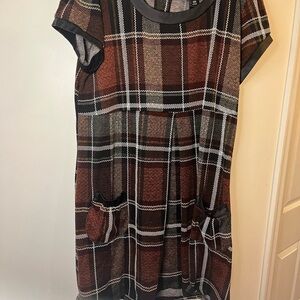Enfocus Studio Black and Brown Plaid Midi Dress